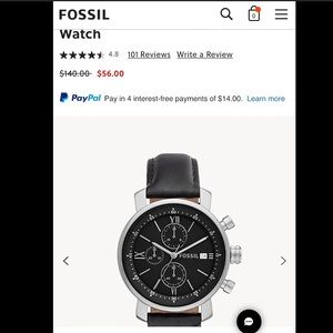 Fossil Rhett Chronograph Black Leather Watch
